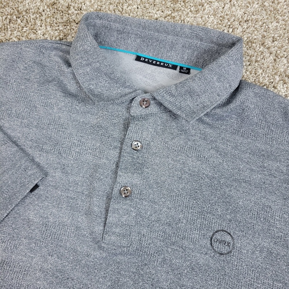 Devereux Mens Medium Solid Gray Performance Stretch Golf Polo Short Sleeve